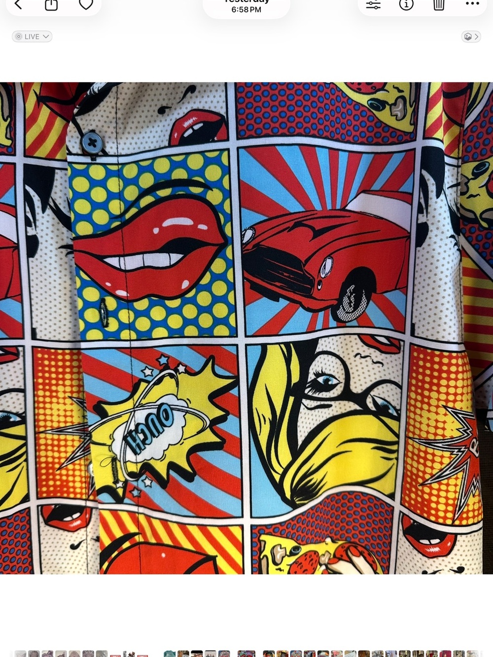 Oh Snap Drill Clothing Mens Size L Colorful Comic Cartoon Preworn Button Front - Picture 7 of 8